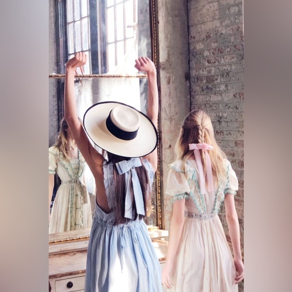 New! LoveShackFancy Anne Stripe Midi Dress 🩵 Medium NWT! - Picture 7 of 16